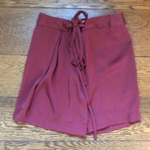 Isabel Marant Etoile Burgundy Satin Wrap Parisian Chic Mini Skirt